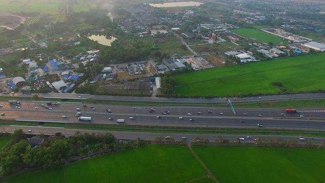 aerial view of traffic in motorway in bangkok thailand