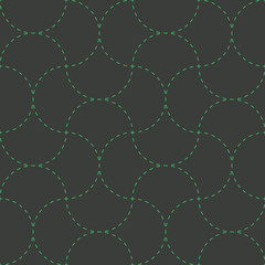 Seamless black and green vintage classic traditional Japanese stitched sashiko textile feather pattern vector