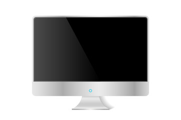 Realistic silver modern TV monitor isolated. Vector illustration