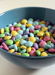 Pastel colorful candy in a bowl 
