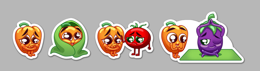emoji vegetables paprika and eggplant