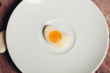 jelly in the form of scrambled eggs in a plate
