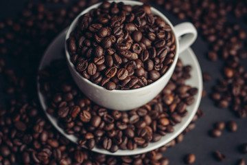 coffee in a cup In a saucer, grain