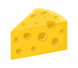 Tasty cheese slice isolated on white background.