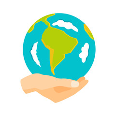 Globe earth in hand icon vector illustration.