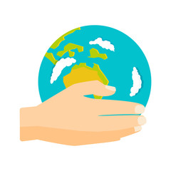 Globe earth in hand icon vector illustration.