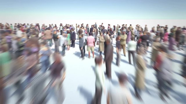 Thousands of people formed thumbs down sign. Concept of disagreement, opposition, resistance. Crowd flight over. Motion Blur. Camera zoom out. 4k.