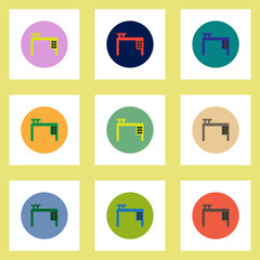 Fototapeta premium Collection of stylish vector icons in colorful circles fashion office desk