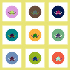 Collection of stylish vector icons in colorful circles inflammation lungs