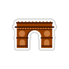 Vector illustration in paper sticker style Triumphal arch architecture