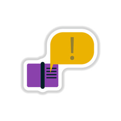 Vector illustration in paper sticker style book and explanation mark in talk cloud