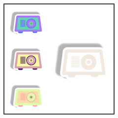 Collection of Vector illustration in paper sticker style radio