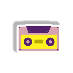 Vector illustration in paper sticker style retro music cassette