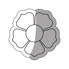 sticker monochrome contour with flower icon and middle shadow vector illustration
