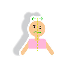 stylish icon in paper sticker style attack stroke face