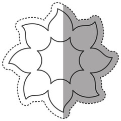 sticker monochrome contour with petals forming flower icon with half shadow vector illustration