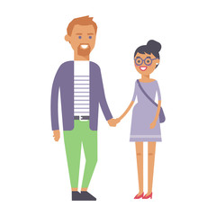 Fototapeta premium Happy couple in love vector characters togetherness romantic people together happy relationship and man with woman lifestyle beautiful happiness vector illustration.