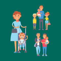 Family people adult happiness smiling group togetherness parenting concept and casual parent, cheerful, lifestyle happy character vector illustration.