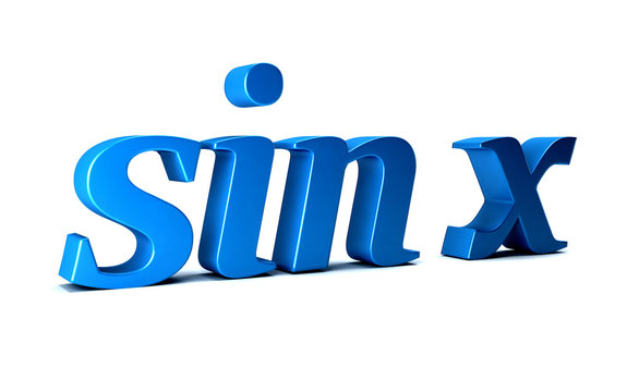 Sin of X Trigonometry Math Function. 3D Rendering Illustration