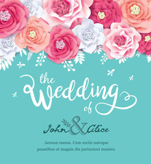 Wedding invitation card with blossom flowers