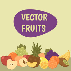 Fresh, colorful fruits on a color background