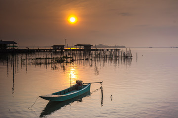  Sunrise at the river, Chanthaburi, Thailand.