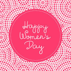 International woman day card template vector. 8 March greeting background or banner in pink color with female abstract pattern.