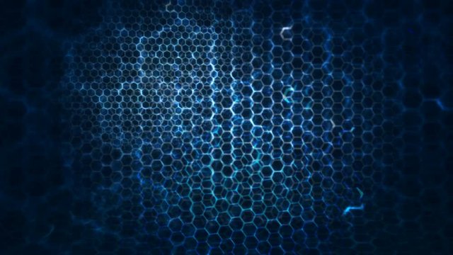 Honeycomb pattern with lighting effect over the dark background 4K 3840 x 2160
