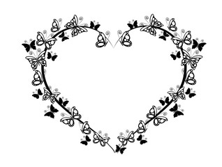frame heart with butterflies