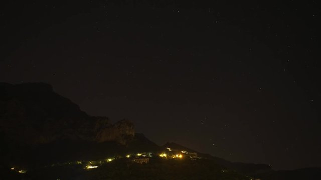 Astro timelapse night sky in Positano, Italy