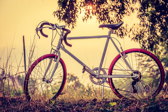 landscape image with sport vintage bicycle
