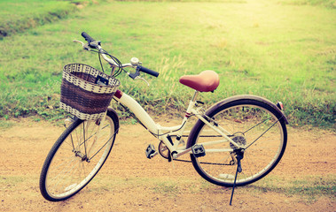beautiful landscape image with vintage Bicycle