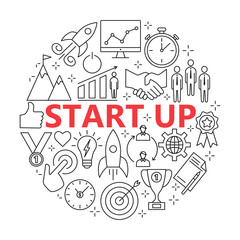 Obraz premium Start-up project- outline web icon set.