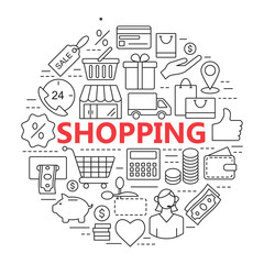 Fototapeta premium E-commerce. Outline web icons set.