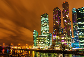 Fototapeta na wymiar Cityscape of skyscrapers Moscow City business complex . International Business Center Moscow-City