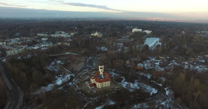 Castle fortress BIP aerial view at winter sunny day