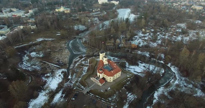 Castle fortress BIP aerial view at winter sunny day
