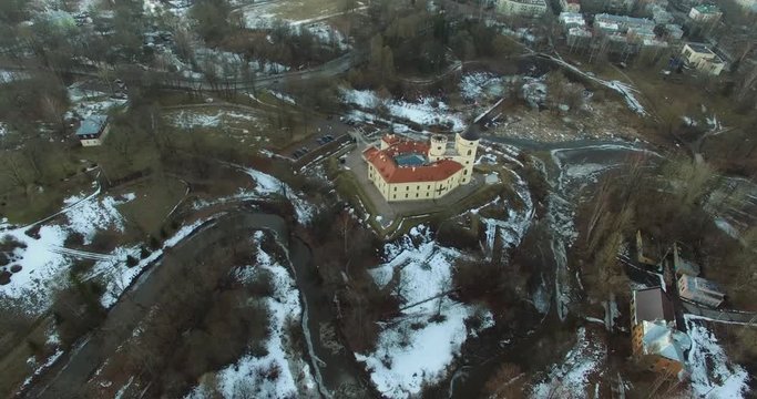 Castle fortress BIP aerial view at winter sunny day