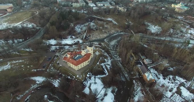 Castle fortress BIP aerial view at winter sunny day