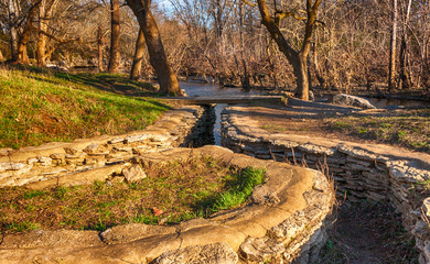 Stone Wall Pathway Access to river below