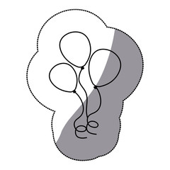 sticker silhouette balloons party design vector illustration