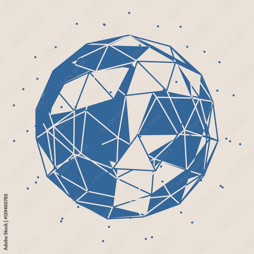 Canvas Prints wireframe polygonal element. 3d sphere with lines