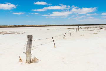 Fototapeta premium Dry salt lake rural Australian landscape remote countryside drought concept