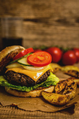 Grilled beef hamburger