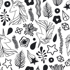 Seamless pattern with unicorns.