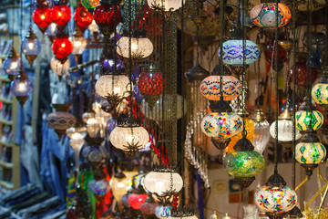 turkish bazaar lamps market istanbul turkey