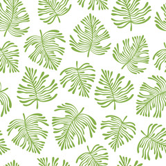 Fototapeta na wymiar Tropical seamless pattern with exotic leaves.
