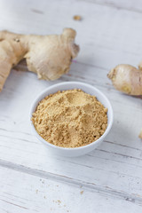 Grounded ginger and ginger root