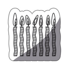 sticker silhouette stripe candel set icon vector illustration