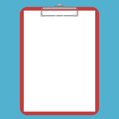 Red clipboard, white paper